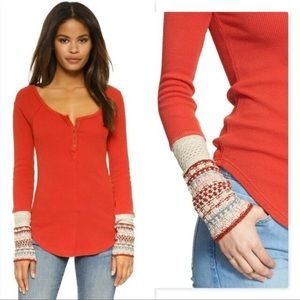 Free People Newbie Ski Lodge Cuff Thermal Red